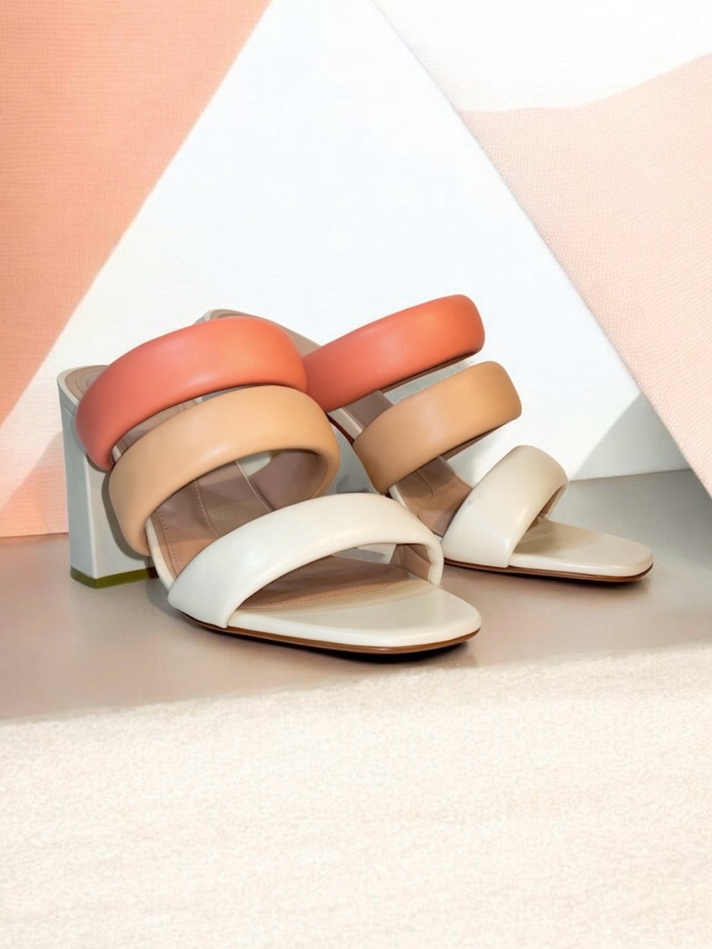 Kate Bosworth Matisse Leather Sandals  in Cream, Peach, Cream & Coral